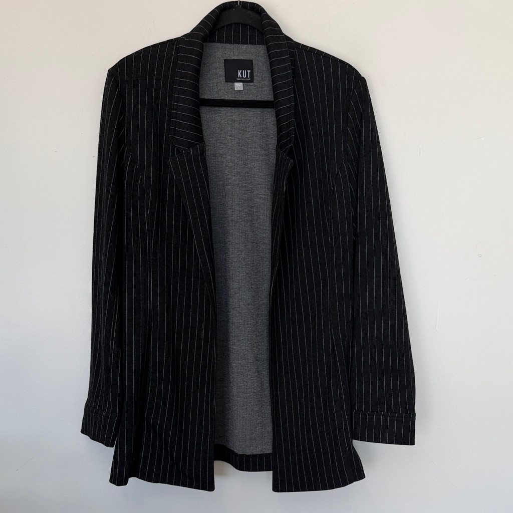 Kut From The Kloth Women's Black Pinstripe Jacket L